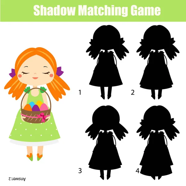 Schaduw matching game. Pasen thema-activiteit voor kinderen en peuters — Stockvector