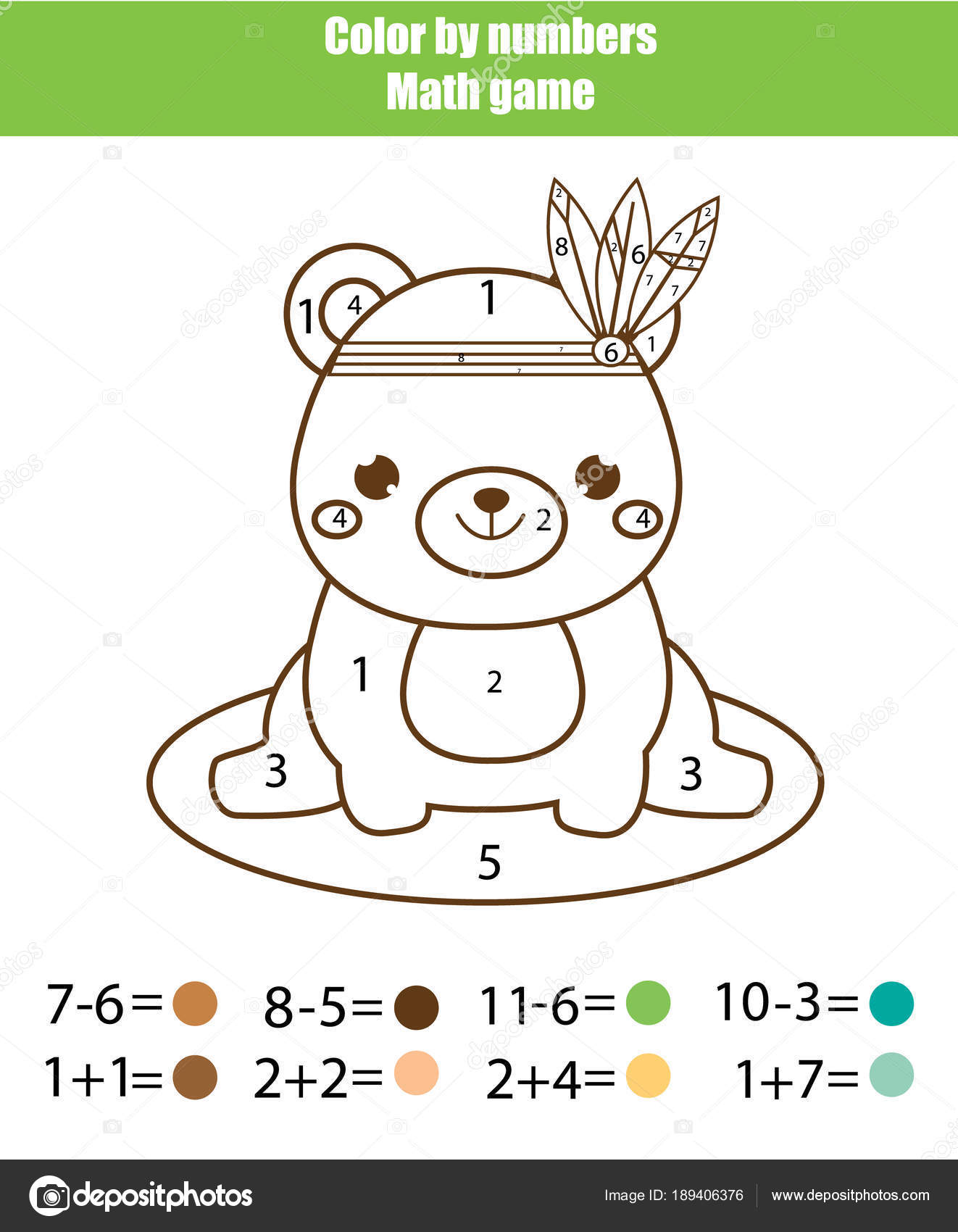 Color by numbers game for kids coloring page Vector Image