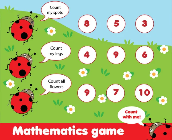 Juego de niños educacionales. Contando el juego. Actividad de niños de matemáticas. ¿Cuántos objetos tarea — Archivo Imágenes Vectoriales