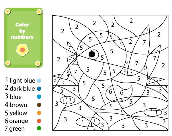 Juego Educativo Para Niños Página Para Colorear Con Pato Color — Archivo Imágenes Vectoriales