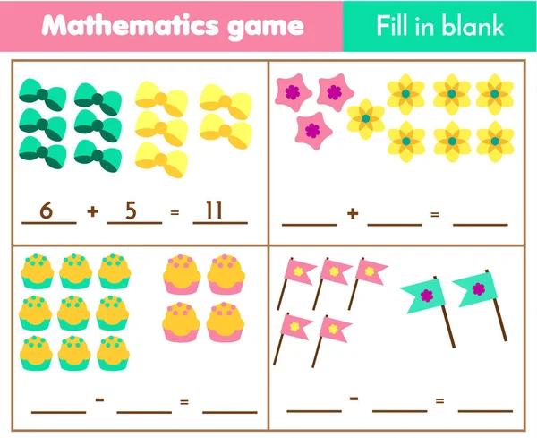 Считаю Образовательные Детские Игры Математика Детей Сколько Объектов Задачи Полная — стоковый вектор