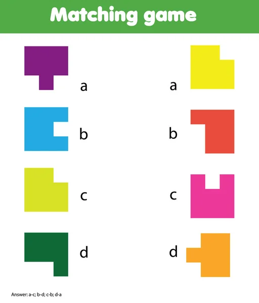 Jogo de correspondência. Atividades educativas de crianças. Aprender formas geométricas —  Vetores de Stock