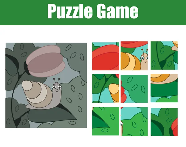 Puzzle para crianças. Completa o quadro. jogo de mosaico com caracol —  Vetores de Stock