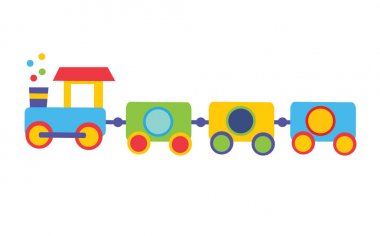 Renkli karikatür oyuncak tren. vektör çizim çocuklar için.