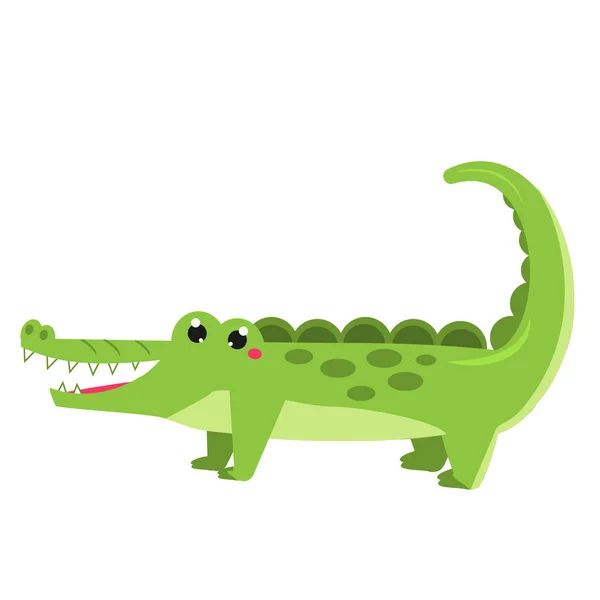 Niedliches Krokodil Karikatur Eines Afrikanischen Tieres Kawaii Stil Isolierte Vektorabbildung — Stockvektor