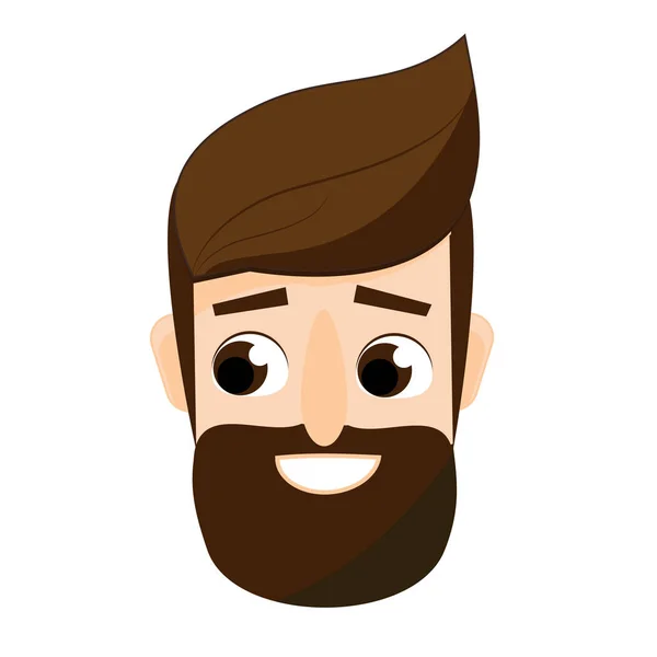 Cartoon Bebaarde Man Gezicht Vriendelijke Hipster Mannelijke Avatar Gebruiker Pictogram — Stockvector