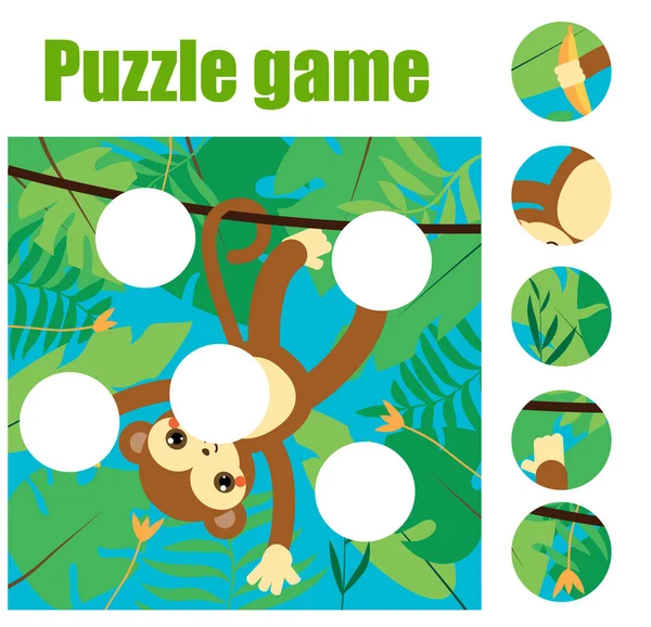 Puzzle para crianças. Combine as peças e complete o quadro. Jogo educativo para crianças pré-escolares anos. Tema dos animais —  Vetores de Stock