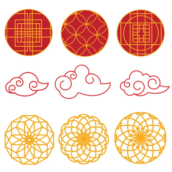 Eléments pour le design chinois. Modèles et nuages — Image vectorielle