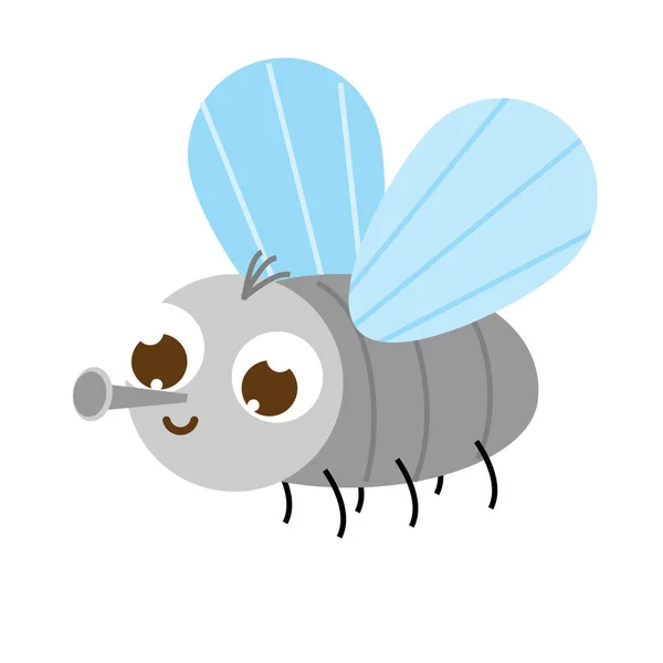 Μύγα καρτούν. Χαριτωμένος χαρακτήρας εντόμων. Εικονογράφηση διανύσματος — Διανυσματικό Αρχείο