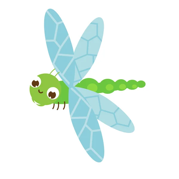 Cartoon dragonfly. Cute insect character. Vector illustration — Stock Vector