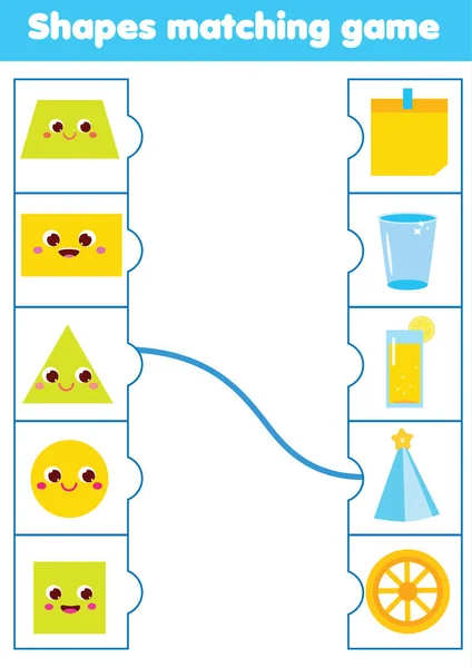 Combinação crianças jogo educativo. Combine objetos com formas. Atividade para crianças e crianças. —  Vetores de Stock