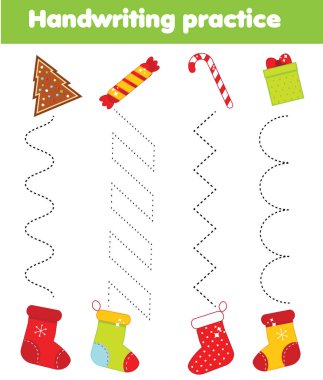 Çorapların içine hediyeler koy. El yazısı çalışma kâğıdı. Çocuklar için Noel ve yeni yıl aktiviteleri. Eğitici çocuklar oyunu. Yeni yürümeye başlayanlar için izleme.