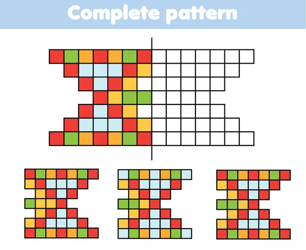 Encontrar la pieza que falta y el patrón completo. Puzzle juego educativo para niños y niños . — Vector de stock