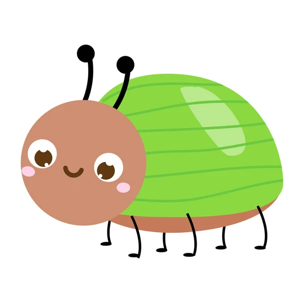 Cartoon beetle. Cute insect bug character. Vector illustration - Stok Vektor
