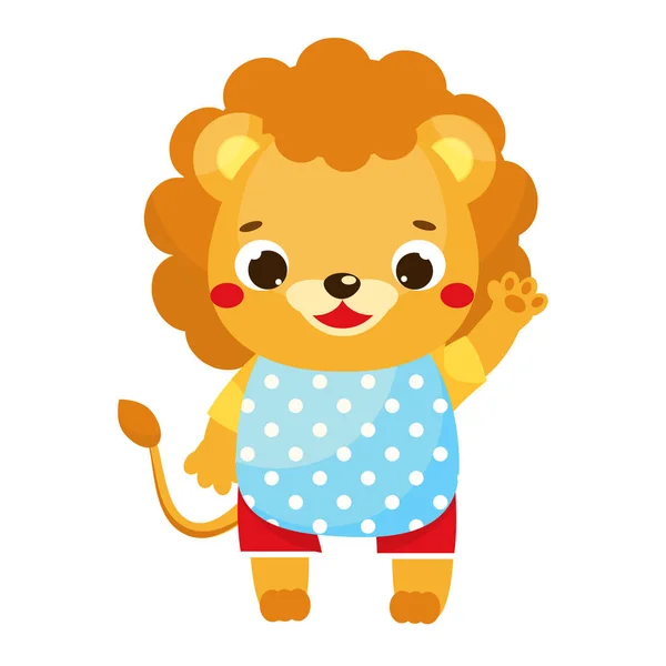 Bel leone. Cartone animato personaggio animale africano per bambini e bambini — Vettoriale Stock