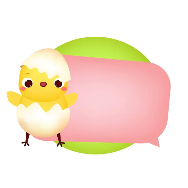 Pancarta con dibujos animados divertido pollo. Plantilla de vector de Pascua con espacio para su texto — Vector de stock