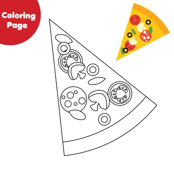 Page de coloriage de tranches de pizza. Image en couleur pour les tout-petits et les enfants. Jeu éducatif pour enfants. — Image vectorielle