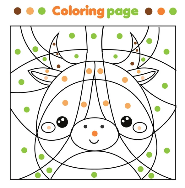 Page de coloriage des vaches. Couleur par points, activité imprimable. Feuille de travail pour les tout-petits et les enfants d'âge préscolaire. Jeu éducatif pour enfants — Image vectorielle