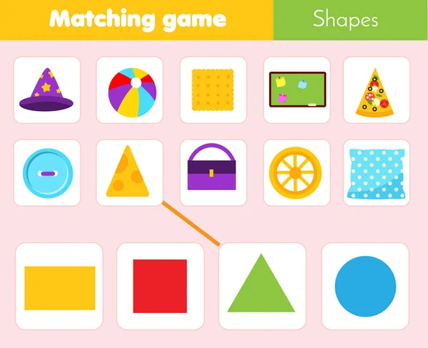 Megfelelő Gyermekek Oktatási Játék Match Valódi Tárgyak Geometriai Alakzatok Tanulási — Stock Vector