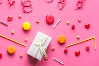 Konsept parti pembe arka plan Üstten Görünüm