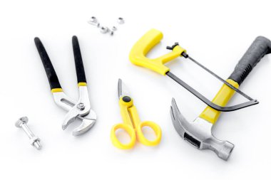 Beyaz arka plan üzerinde üstten görünüm onarmak için Araçlar