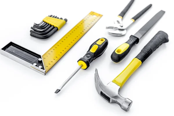 Tools for repairing top view on white background — Stock Photo, Image