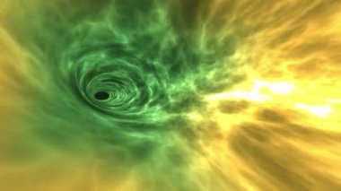 Yeşil Sarı Solucan Deliği Döngüsü Geniş Fraktal Tünel Canlandırması