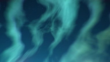 Yıldızlı Gökyüzünde Aurora Borealis 'e Bakma Hızı Benzetilmiş Kuzey Işıkları