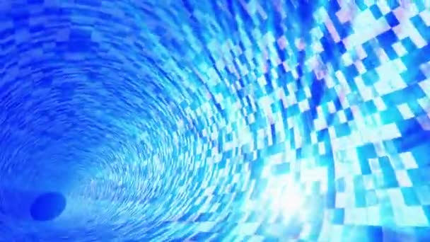 Túnel Rejillas Azul Lazo Animación Luz Brillante — Vídeo de stock