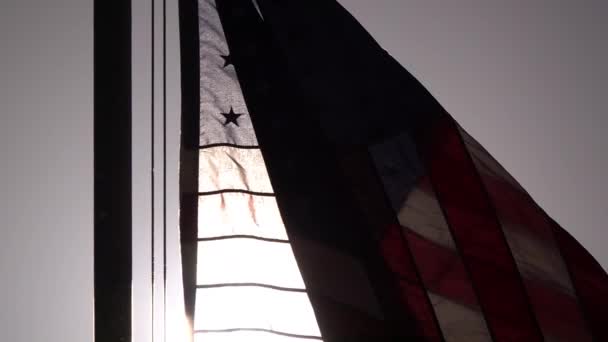 American Flag 240Fps Повільний Рух Waving Sunlight High Speed Camera — стокове відео