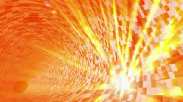 Túnel Rejillas Naranja Lazo Animación Luz Brillante — Vídeo de stock