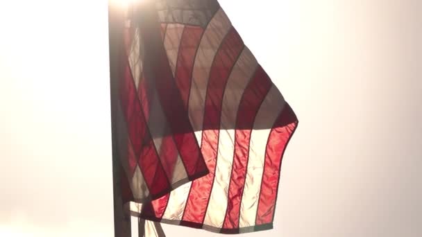 American Flag 240Fps Slow Motion Waving Sunset High Speed Camera — Stock Video