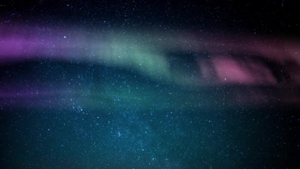 Aurora Boreale Sopra Stella Polare Lattea Galassia Time Lapse Simulate — Video Stock