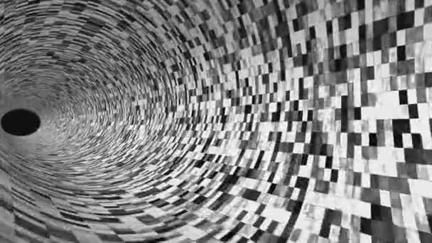 Animation de tunnel large de réseaux 3D noirs et blancs 