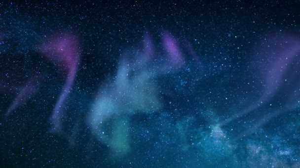 Polarlichter Der Milchstraße Zeitraffer Simuliert — Stockvideo