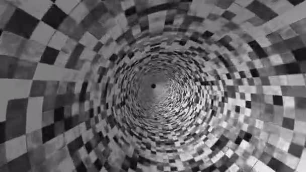 Spin d'animation de tunnel de grilles 3D noir et blanc 