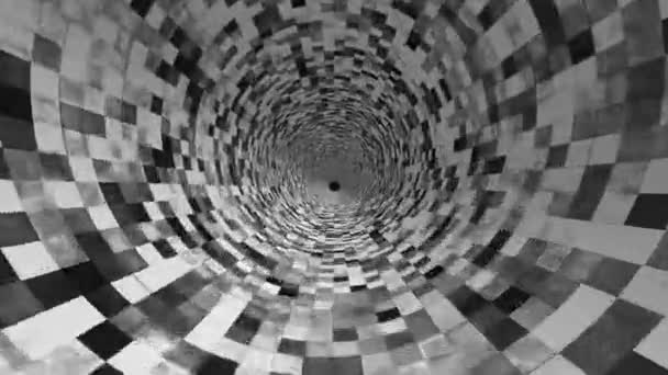 Zwart Wit Rasters Tunnel Animatie Neer — Stockvideo