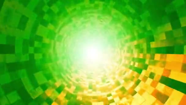 Green Yellow Grids Tunnel Animation Loop Spin — Stock video