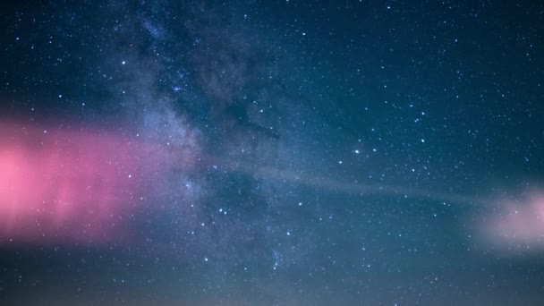 Aurora Borealis Över Vintergatan Galaxy Time Lapse Simulerad Soleruption Norrsken — Stockvideo