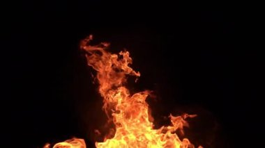 Siyah arkaplanda yanan ateşin yavaş çekim görüntüleri.