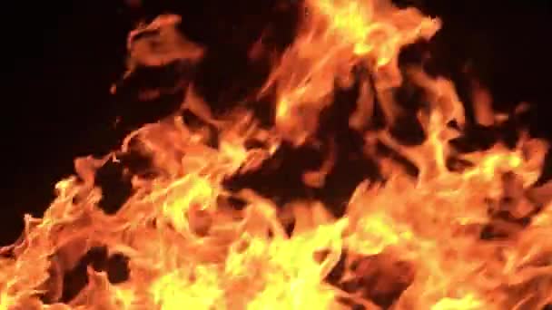 Close Slow Motion Footage Burning Fire Black Background — Stock Video