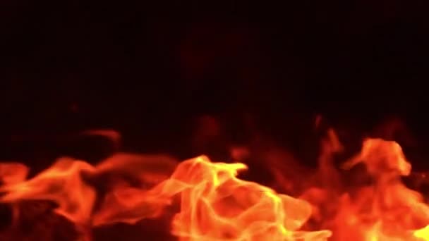 Close Slow Motion Footage Burning Fire Black Background — Stock Video