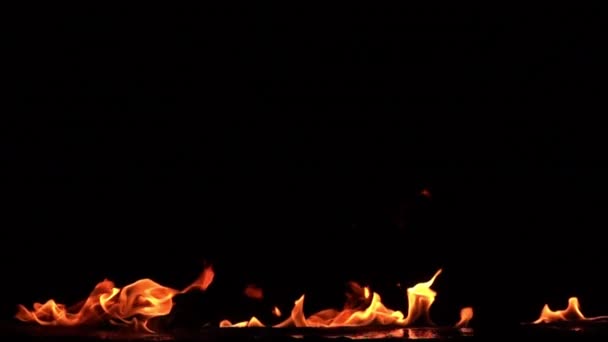 Close Slow Motion Footage Burning Fire Black Background — Stok Video