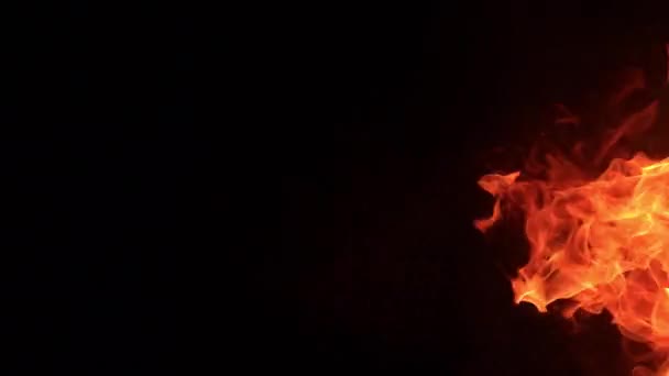 Close Slow Motion Footage Burning Fire Black Background — Stock Video