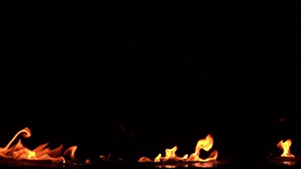 Крупным Планом Замедленной Съемки Горящего Огня Черном Фоне — стоковое видео