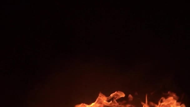 Close Pomalý Film Záběry Hořícího Ohně Černém Pozadí — Stock video