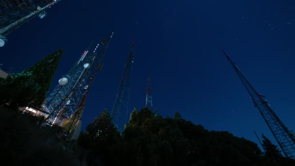 Stars Mountain Wilson Torres Califórnia Time Lapse Inclinar — Vídeo de Stock