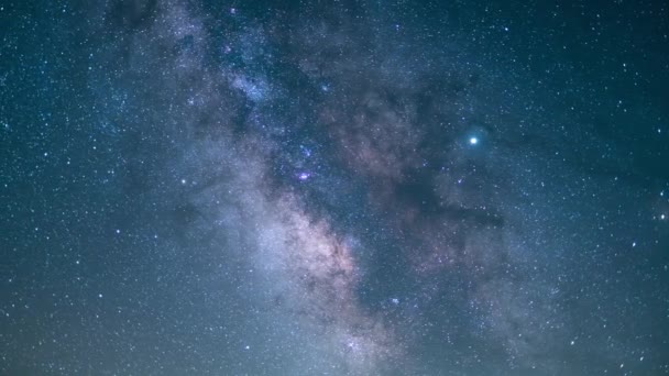 Живописные Ночные Кадры Прекрасной Галактики Млечный Путь Время Истекает — стоковое видео