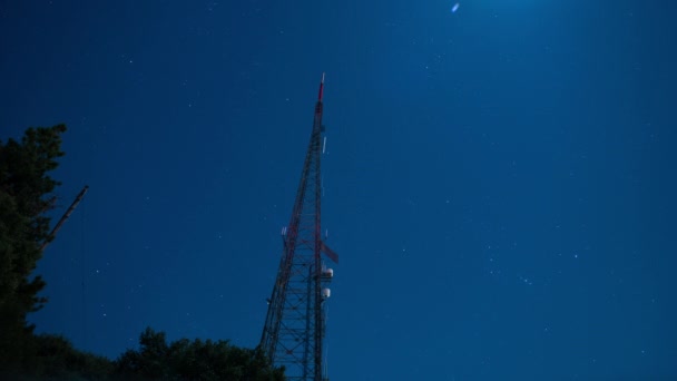 Stars Over mountain Wilson TV Towers in California, Time Lapse, Tilt Up