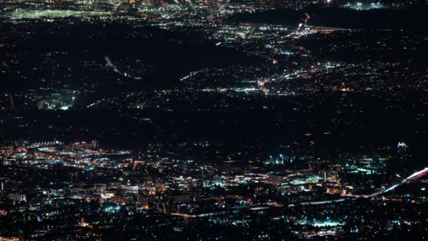 Los Angeles 110 Und 210 Pasadena Freeway Night Aerial Zeitraffer — Stockvideo